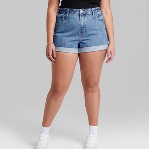 Highrise Rolled Embroidered Shorts